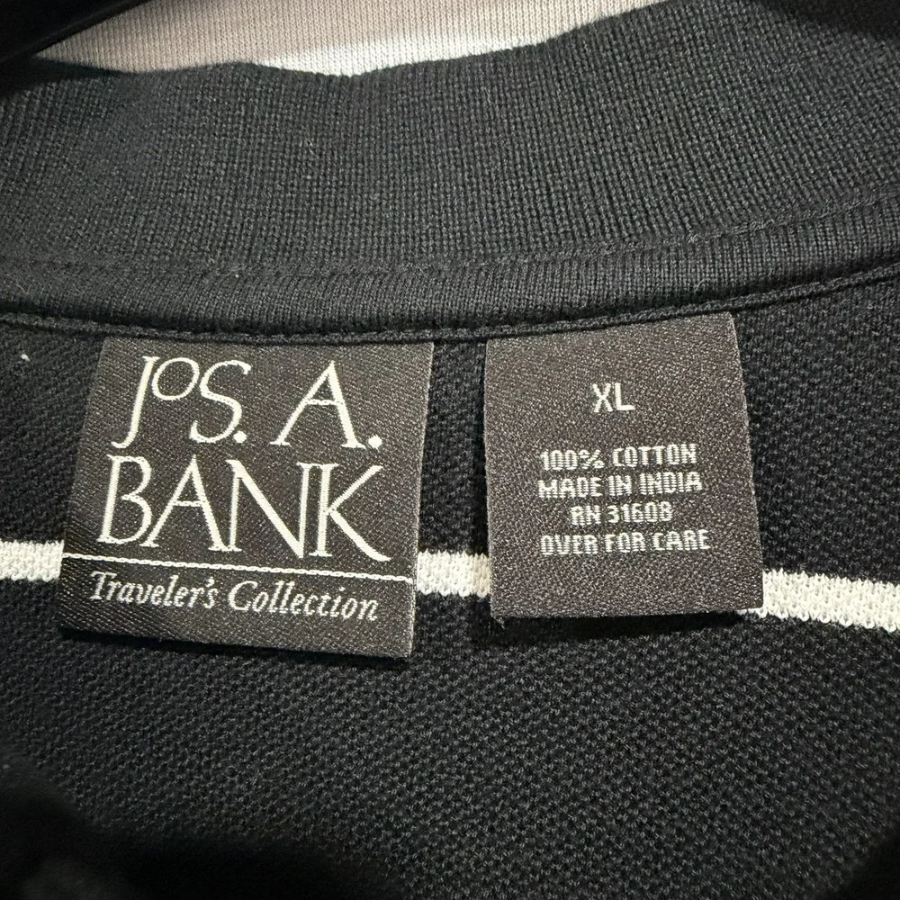 Jos A Bank‎ Travelers Long Sleeve Black Striped Polo Shirt XL  Preppy Casual